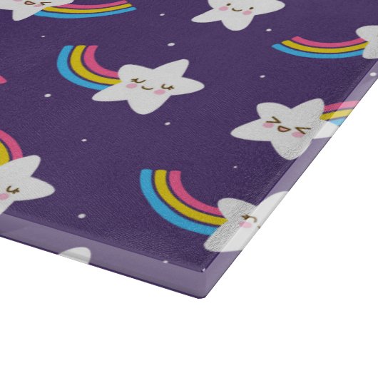 Rainbow Stars Glas Cutting Board Schneidebrett (Ecke)