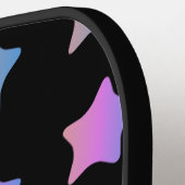 Rainbow Stars Gradient Black Script Name Pickleball Schläger (Linke Seite)