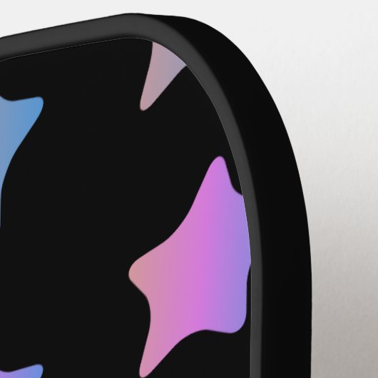 Rainbow Stars Gradient Black Script Name Pickleball Schläger (Linke Seite)