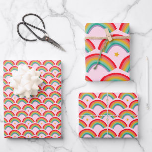 Rainbow Stars HandGezeichnet Weihnachtsfeiertage S Geschenkpapier Set