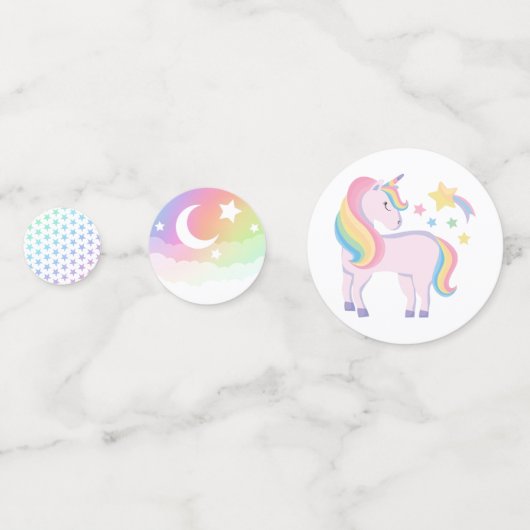 Rainbow Stars & Magical Unicorn Happy Birthday Konfetti (Rückseiten)