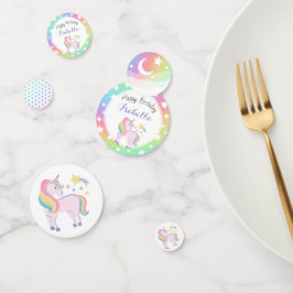 Rainbow Stars & Magical Unicorn Happy Birthday Konfetti