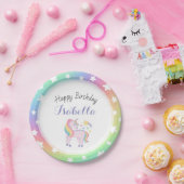 Rainbow Stars & Magical Unicorn Happy Birthday Pappteller (Party)