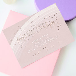 Rainbow Stars Moderne Babydusche Rosa Rose Gold Folieneinladung