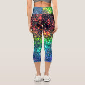 Rainbow Stars Night Sky Capri Leggings (Rückseite)
