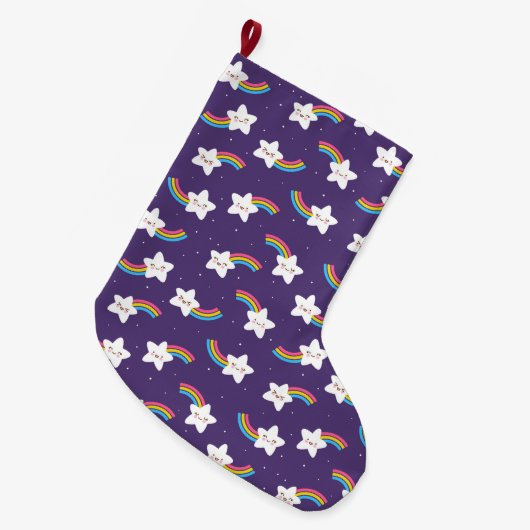 Rainbow Stars Strumpf Großer Weihnachtsstrumpf (Vorderansicht (hängend))