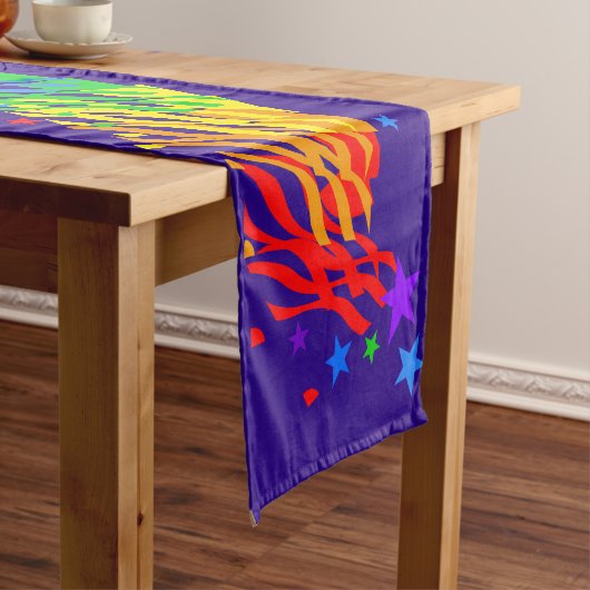 Rainbow Stars und Streamer Großer Tischläufer (Beispiel)