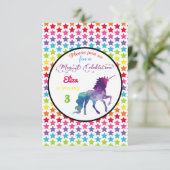 Rainbow Stars Unicorn - 3x5 Einladung zum Geburtst (Stehend Vorderseite)