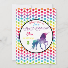 Rainbow Stars Unicorn - Einladung zum Geburtstag