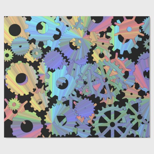 Rainbow-Steampen-Metallgetriebe Kunst Geschenkpapier (Flach)