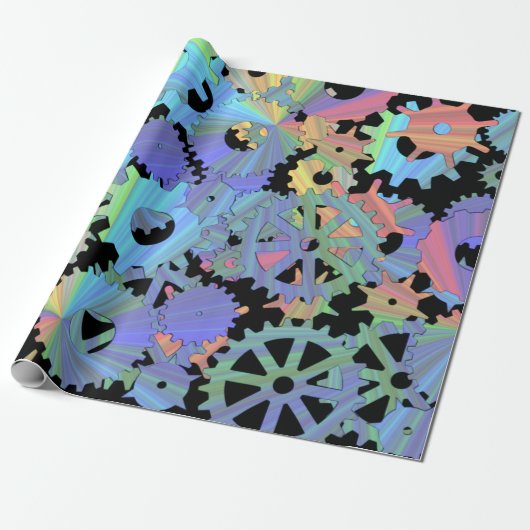 Rainbow-Steampen-Metallgetriebe Kunst Geschenkpapier (Ungerollt)