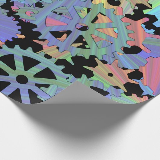 Rainbow-Steampen-Metallgetriebe Kunst Geschenkpapier (Ecke)