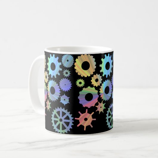 Rainbow-Steampen-Metallgetriebe Kunst Kaffeetasse (Vorderseite Links)