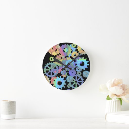 Rainbow-Steampen-Metallgetriebe Kunst Runde Wanduhr (Zuhause)