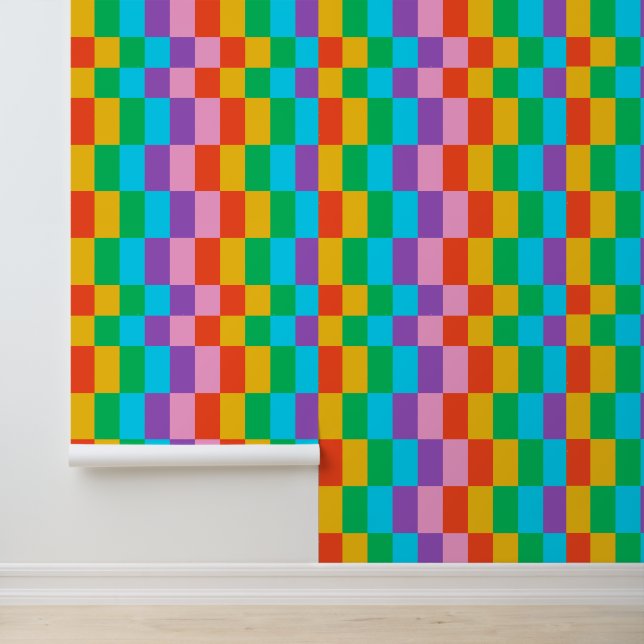 Rainbow Steps Blockmuster Wechselbares Wallpaper Tapete (Anwendung)