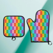 Rainbow Steps Blocks Muster Ofenhandschuh & Topflappen-Set