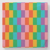 Rainbow Steps Blocks Pattern Stone Untersetzer (Vorderseite)