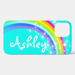 Rainbow-Sterne Aqua-Sky-individuelle Name iPhone 12 Pro Hülle