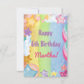 Rainbow-Sterne funkeln niedlich Happy Birthday Karte (Vorderseite)