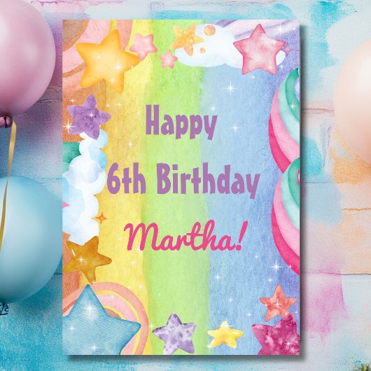 Rainbow-Sterne funkeln niedlich Happy Birthday Karte