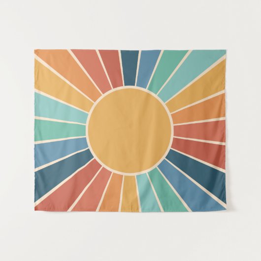 Rainbow Sternexplosion Groovy Retro Hippie 60er Bo Wandteppich (Vorderseite (Horizontal))