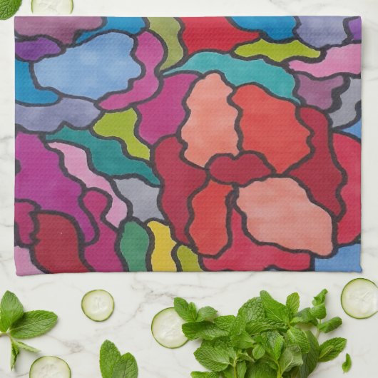 Rainbow Stettete Blume aus Glas Abstrakt Geschirrtuch (Gefaltet)