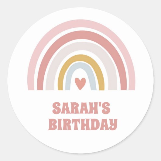 RAINBOW STICKER PASTLE PINK CUSTOM TEXT (Vorderseite)