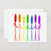Rainbow Stickmen Postkarte (Vorne/Hinten)