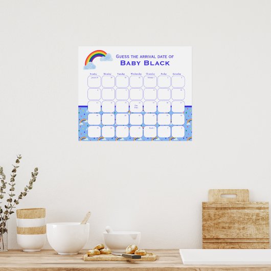 Rainbow Storm Baby Shower schätzt den Fälligkeitsd Poster (Küche)