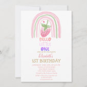 Rainbow Strawberry Stripe Hello Little One Einladung (Vorderseite)