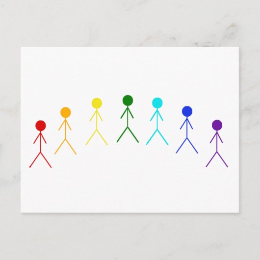 Rainbow-Strichmännchen - 2 Postkarte (Vorderseite)