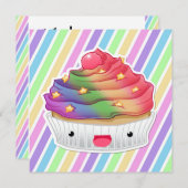 Rainbow-Strickkuchen Einladung (Vorne/Hinten)