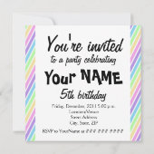 Rainbow-Strickkuchen Einladung (Rückseite)