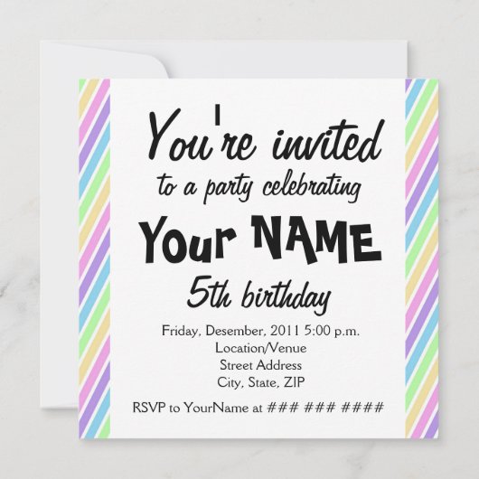 Rainbow-Strickkuchen Einladung (Rückseite)