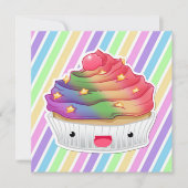 Rainbow-Strickkuchen Einladung (Vorderseite)