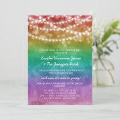 Rainbow & String Lights Post Elopement Celebration Ankündigung (Stehend Vorderseite)