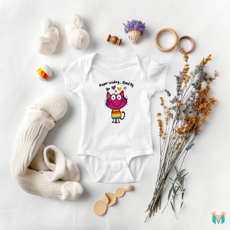 Rainbow Strip Cat Art Baby Strampler