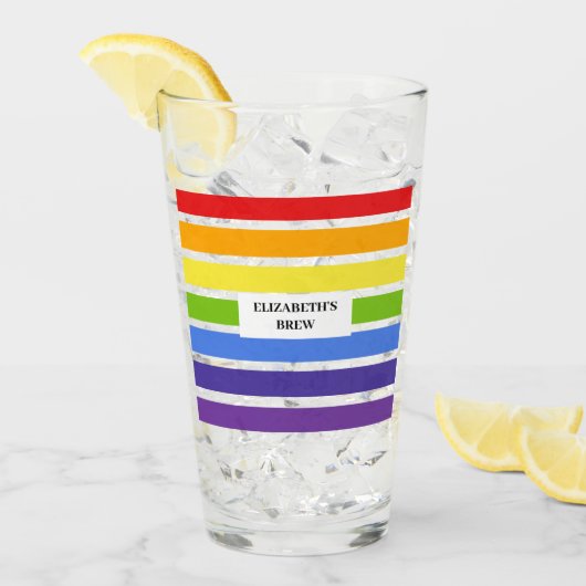 Rainbow Strip Individuellen Namens Brew Glas (Vorderseite Ice)