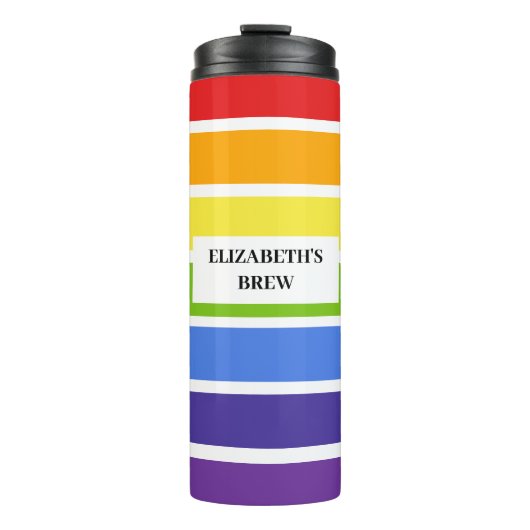Rainbow Strip Individuellen Namens Brew Thermosbecher (Vorderseite)