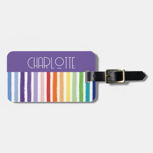 Rainbow Strip Monogram Gepäckanhänger (Vorderseite horizontal)