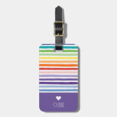 Rainbow Strip Monogram Heart Gepäckanhänger (Vorderseite vertikal)