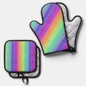 Rainbow Strip Ofenhandschuh & Topflappen-Set (Vorderseite/Rückseite)