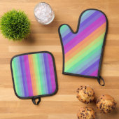 Rainbow Strip Ofenhandschuh & Topflappen-Set (Oben Unten)