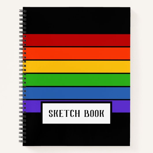 Rainbow Strip Sketch Sketchbook Schwarz Notizblock (Vorderseite)