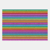 Rainbow Stripe Glitzer Geburtstag Geschenkpapier Set (Vorderseite 2)