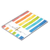 Rainbow Stripe Monogram Cursive Script Notizblock (Linke Seite)