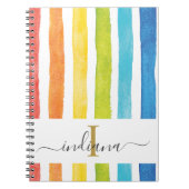 Rainbow Stripe Monogram Cursive Script Notizblock (Vorderseite)