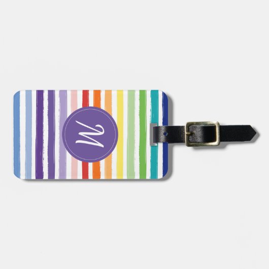Rainbow Stripe Monogram Gepäckanhänger (Vorderseite horizontal)