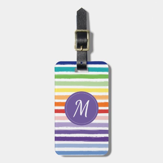 Rainbow Stripe Monogram Gepäckanhänger (Vorderseite vertikal)