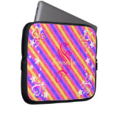 Rainbow Stripe Monogram Name Sparkle Hearts Girly Laptopschutzhülle (Vorne Rechts)